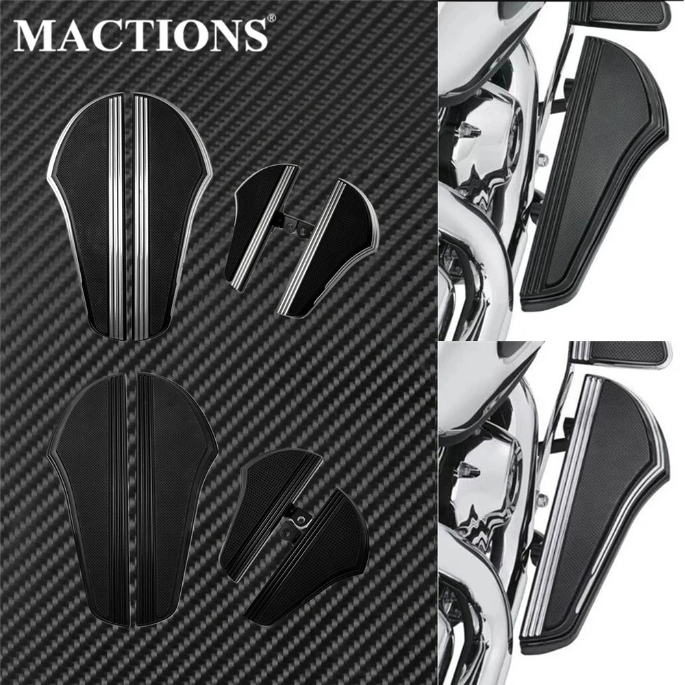 Motorcycle Driver+Passenger Rider Footboard Floorboard Black/Black&Chrome Pedal For Harley Touring Electra Glide Dyna Softail