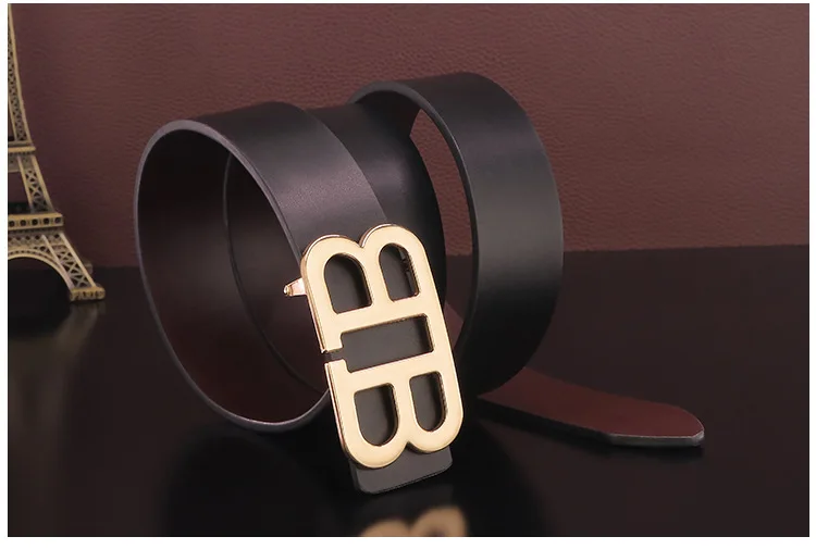 Men's Belts Luxury Brand Genuine Leather Strap Black for Mens Designer Brand High Quality Letter B Buckle Alloy Man Waistband genuine leather belt