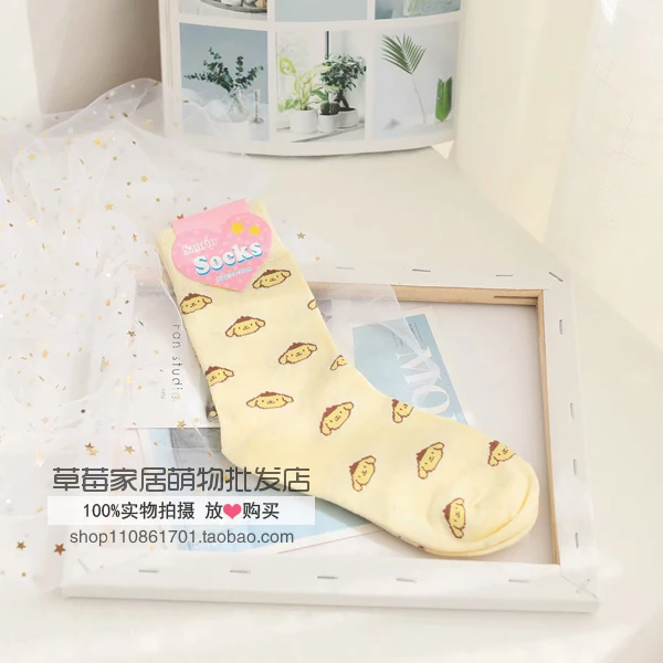Носки hello kitty My Melody Cinnamoroll pompomprin женские осенние хлопковые носки с рисунком для девочек, рождественский подарок, Прямая поставка - Цвет: B style