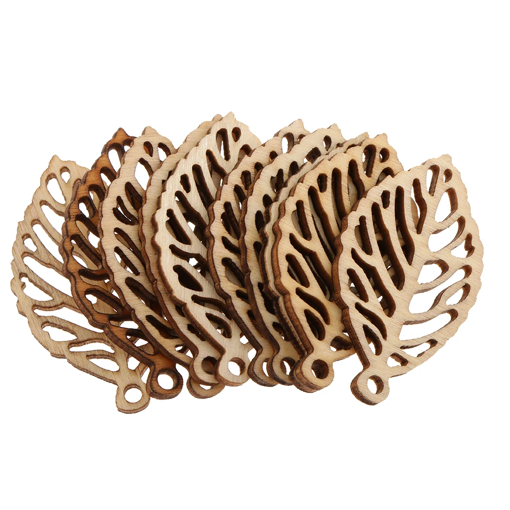 10Pcs Unfinished Wooden Pendants For DIY Earrings Necklace Jewelry