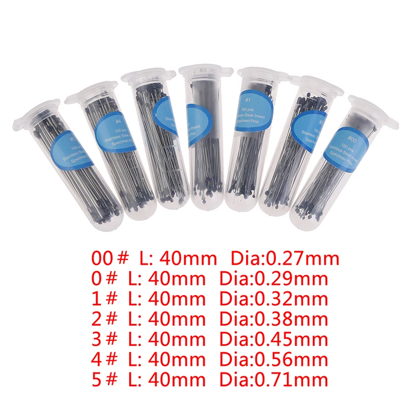 Insect Pins Specimen Needle Stainless Steel with Plastic Box for School Lab Entomology Body Dissection Insect Needle 100 Pcs