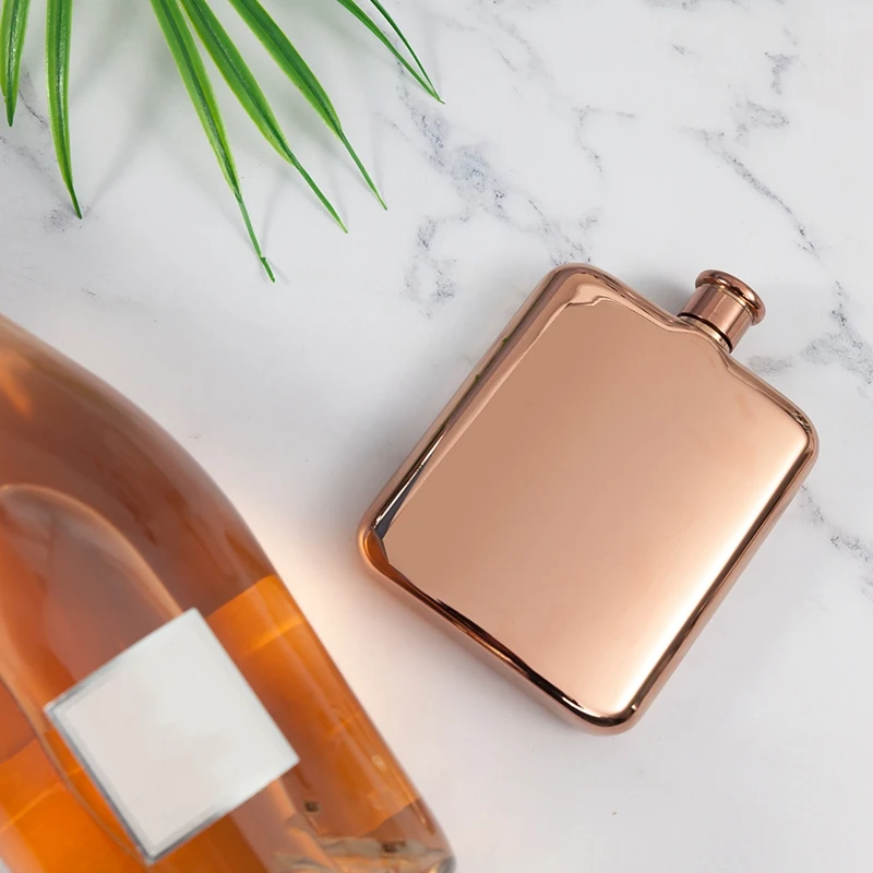 Rose Gold 6 Oz Stainless Steel Vodka Hip Flask Flask for Alcohol Bottle Liquor Whiskey Bottle Groomsmen Gifts with Funnel