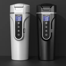 Bouteille chauffe-eau Portable en acier inoxydable, 12V/24V, pour voiture, bouilloire, pour café, avec affichage LCD, température