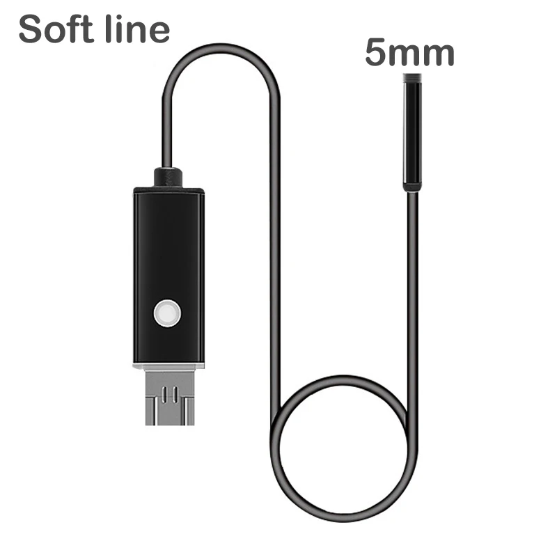 1 м 2 м 5 м 10 м USB кабель Водонепроницаемый эндоскоп 2 в 1 эндоскоп бороскоп Инспекционная камера Змея камера Android бороскоп - Цвет: soft line-5mm