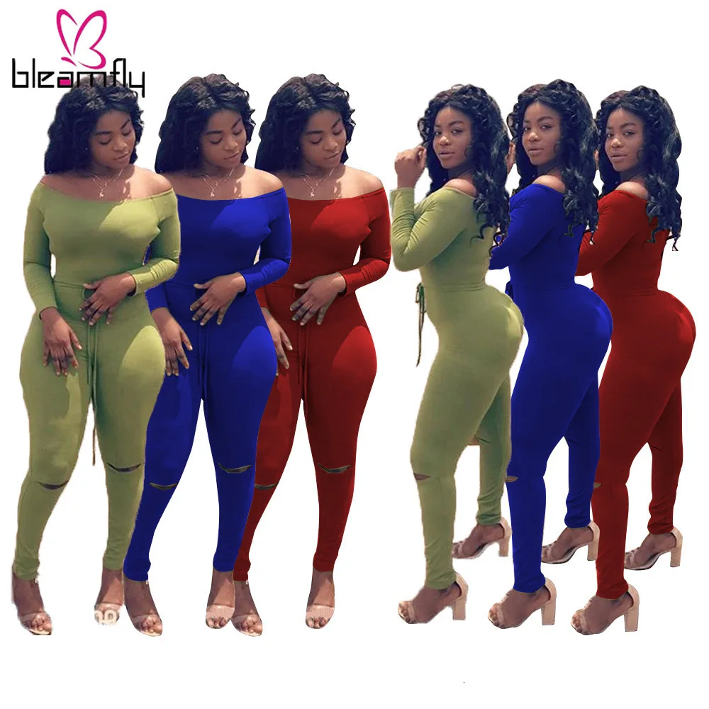 off the shoulder bodycon jumpsuit