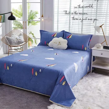 

YanTing 100% Microfiber Fabric Flat Sheet Set Flannel Two or Three PCS Bed Sheets Warm Breathable Bedding Pastoral Style
