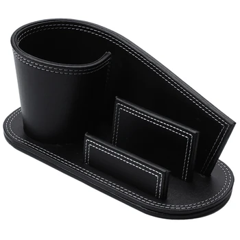 

Multifunction Pu Leather Pen Holder Pencil Stationery Container Office School Desk Organizer Desktop Card Storage Box Accessory