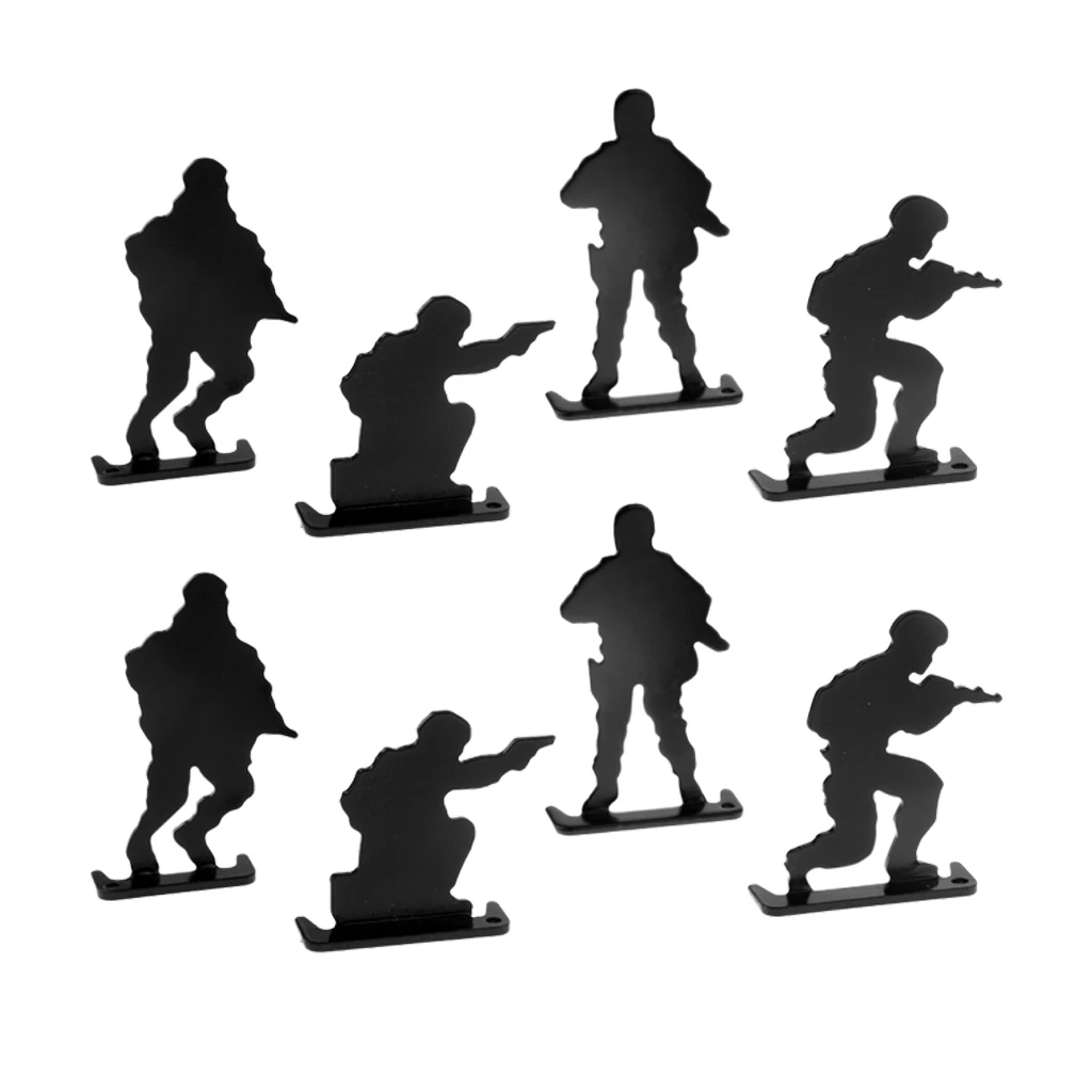 8pcs Metal Shooting Targets Plinking Target 4-Postures Design Mini Soldiers Silhouette