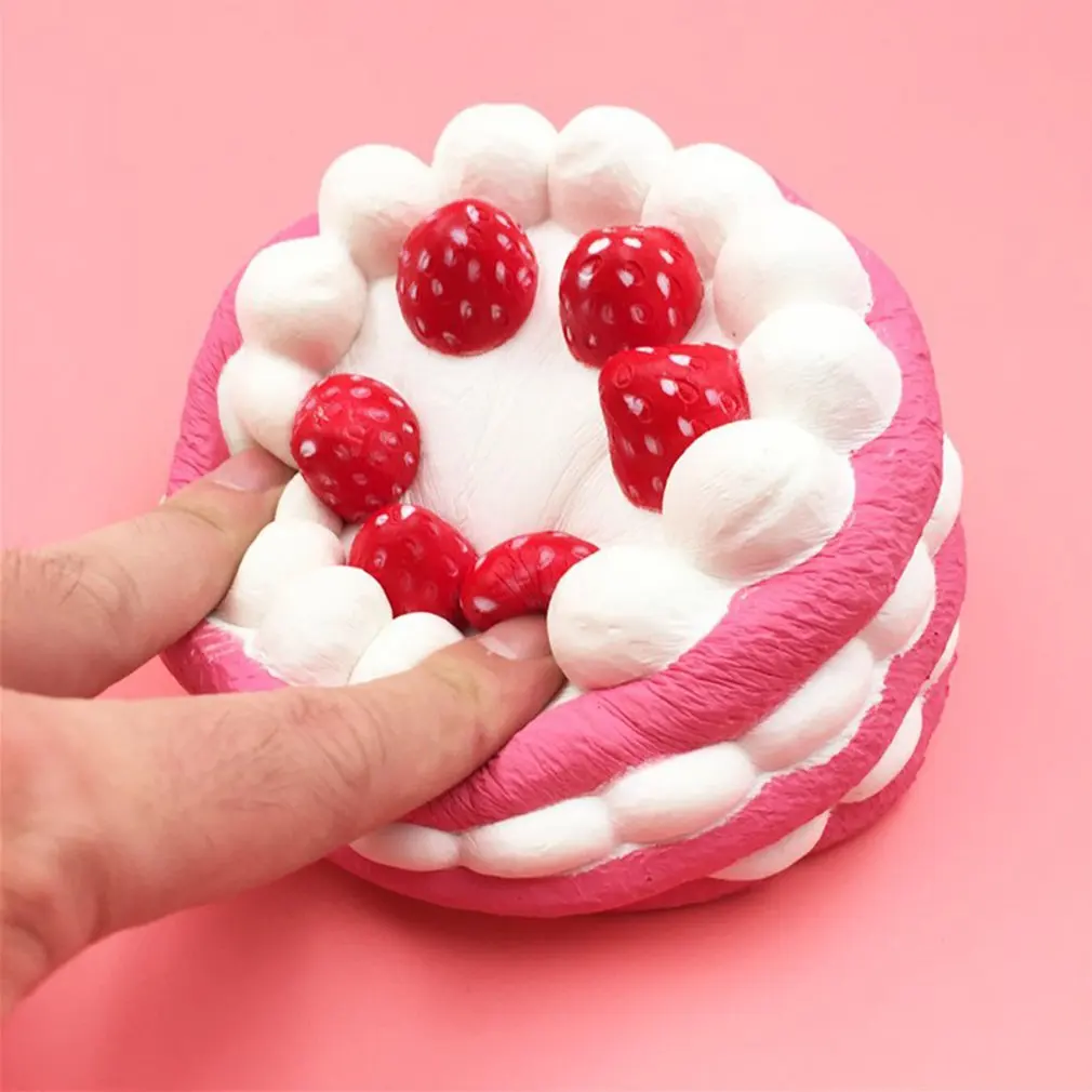 Realistic Cute Slow Comfotable Rising And Unique Sweet Scented Pu Slow Squeezing Strawberry Cake