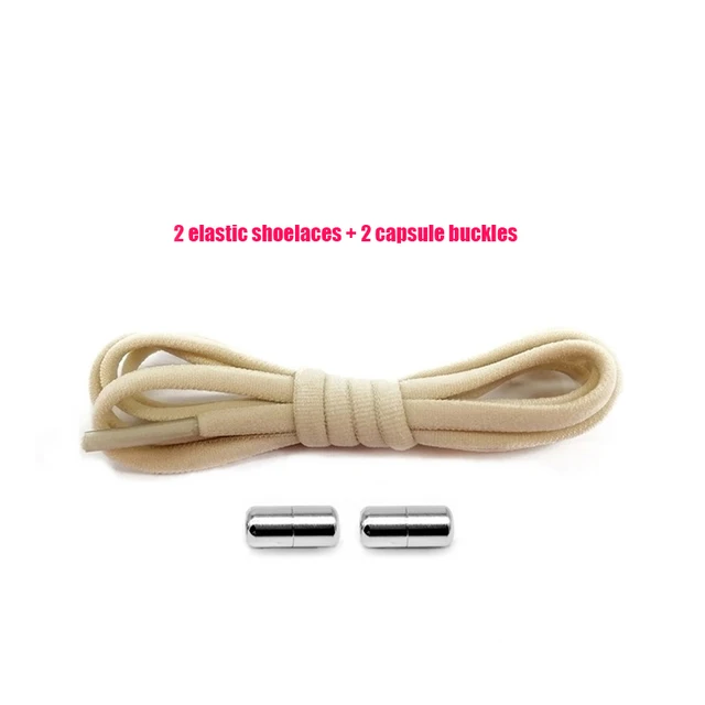 Elastic No Tie Shoelaces Semicircle Shoe Laces For Kids and Adult Sneakers Shoelace Quick Lazy Metal Lock Strings Rope Round 21KHAKI