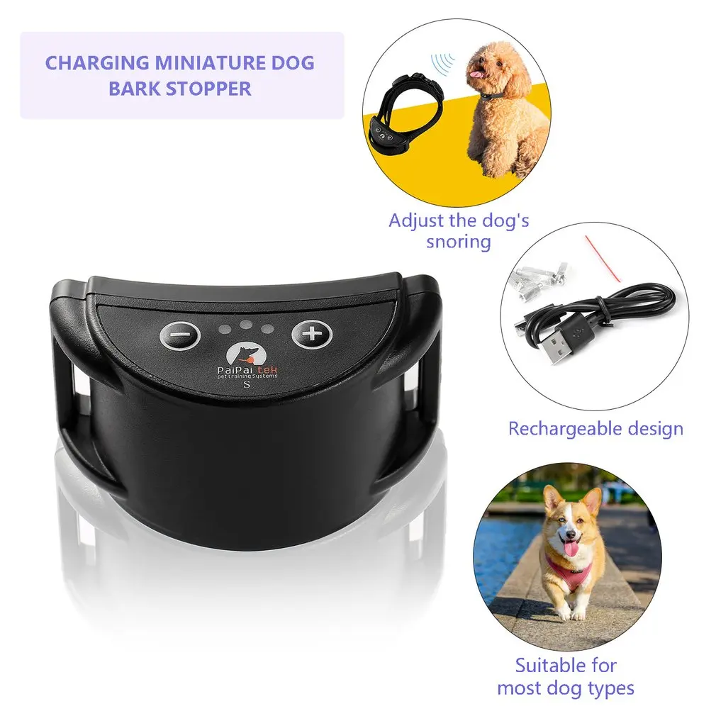 Dog Trainer Anti-barking Collar Paipaitek Training Vibration Rechargeable Device Pet Supplies Bark Deterrents Plastic | Дом и сад