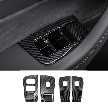

Lsrtw2017 for Tesla Model 3 Car Window Lifter Control Button CoverTrim Interior Accessories Auto 2018 2019 2020 Carbon Fiber