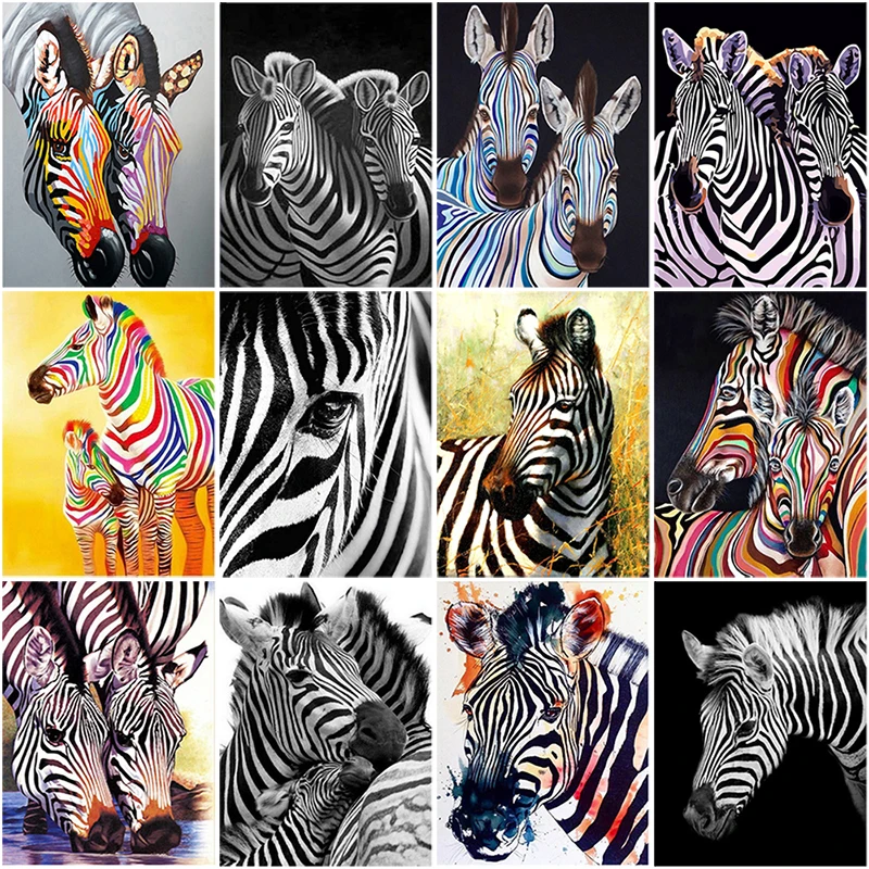

DIY 5D Diamond Painting Zebra Cross Stitch Mosaic Embroidery Animals Rhinestone Picture Full Round Drill Manual Hobby Home Decor