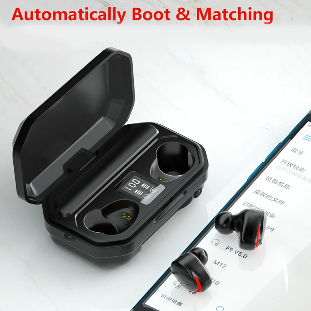 TWS M15 LED Display Bluetooth 5 1 Earphones with Charging Box Waterproof Earbuds Bluetooth Headphones Phone Accessories