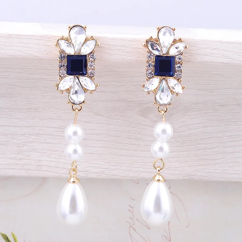 Элегантные Висячие серьги для женщин OL модные ювелирные изделия Bijoux горячие новые Кристальные лепестки акриловая Жемчужина Капли Висячие Серьги