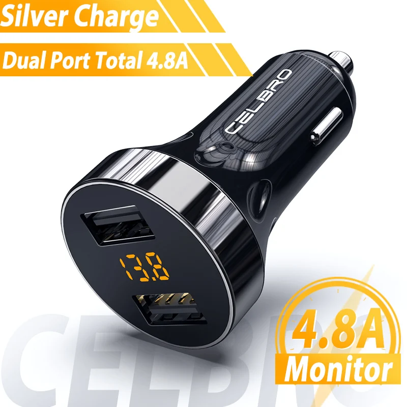 LED 4.8A Charger Обновление 4.8A Usb Автомобильное зарядное устройство двойной Usb Автомобильное зарядное устройство дисплей напряжения быстрое зарядное устройство автоматическая зарядка для Iphone 11 samsung S10 мобильный телефон - Тип штекера: LED 4.8A Charger