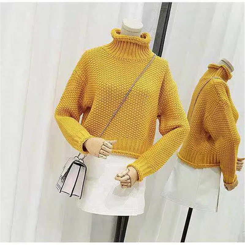 Women Sweaters and Pullovers Women 2019 Cashmere Sweater Fashion Women's Turtleneck Solid Color Long sleeve  Knitted Sweater