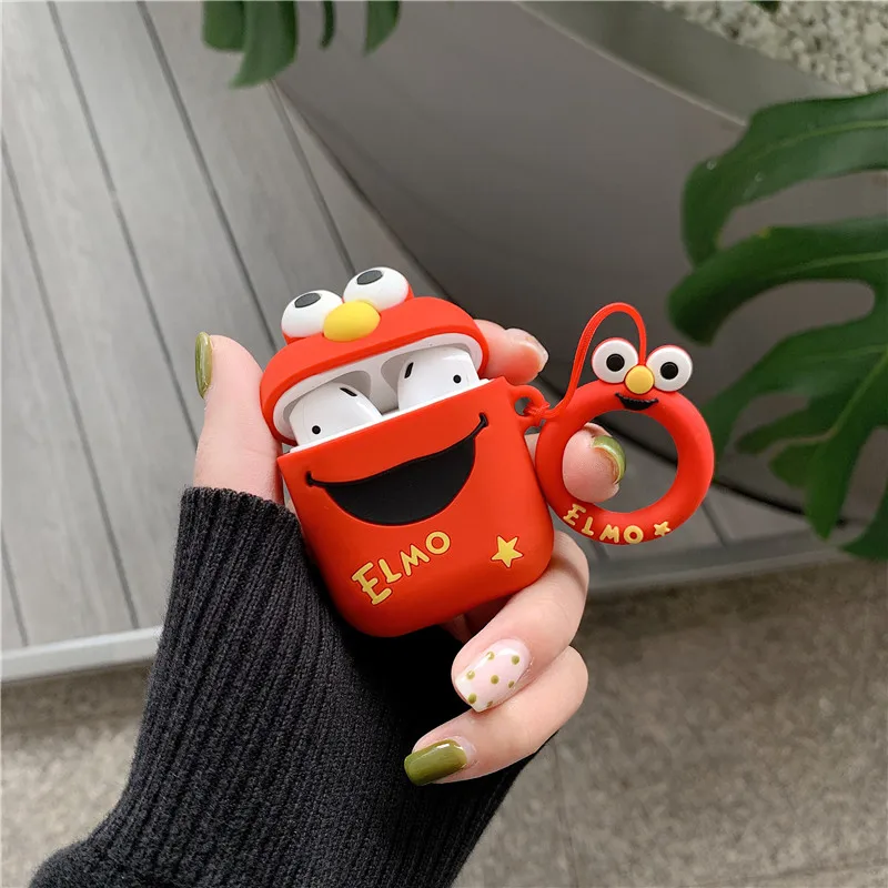 Cute Elmo Cookies Airpods Case Silicone Full Protective For iPhone