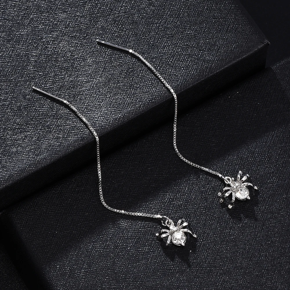 Earrings Pendant Long Chain Dangle for women Crystal Spider Alloy