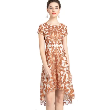 

2020 NEW luxury Embroidery womanliness dress Large size Women Clothing flower Slim Flower Party Dress summer Asymmetry dresses