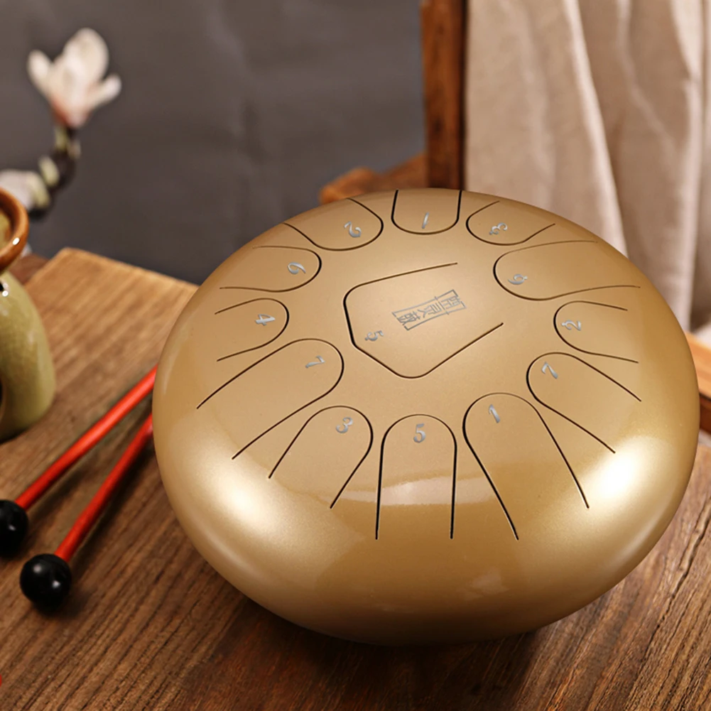 

12 Inch Mini Drum 13 Tone Steel Tongue Percussion Drum Handpan Instrument With A Carry Bag Musical Instruments