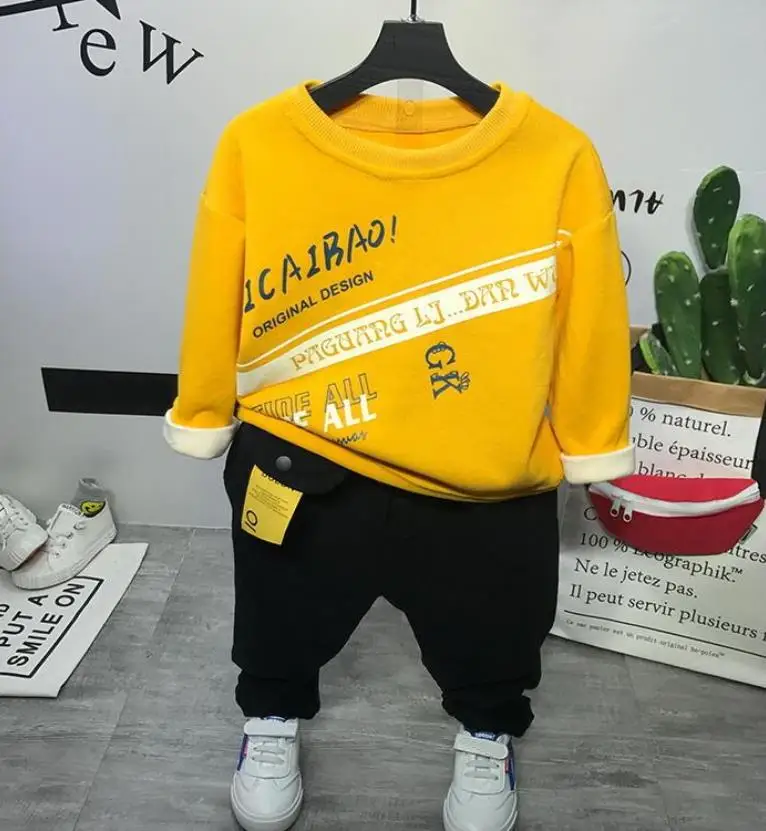 2pcs sets Детская одежда для мальчиков весенне-осенний комплект одежды для маленьких мальчиков, Детские футболки для мальчиков+ штаны, комплект одежды для мальчиков из 2 предметов, костюм для детей 2-6 лет - Цвет: 2pcs sets