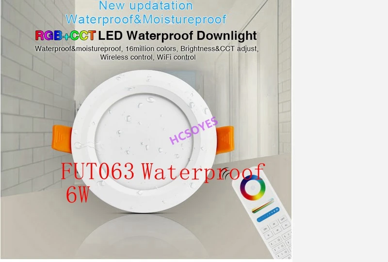 Milight 6 Вт 15 Вт Светодиодный светильник FUT063 FUT068 FUT069 RGB+ CCT Водонепроницаемый 2,4 ГГц удаленный смартфон приложение затемнения потолок AC110V 220V