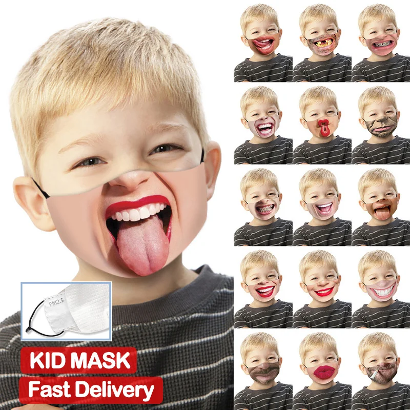 

Fast Delivery Children Funny Print Breathable Washable Faceshield Scarf Kids Cycling Mouth Cover Outdoor Accessories Kid Toys