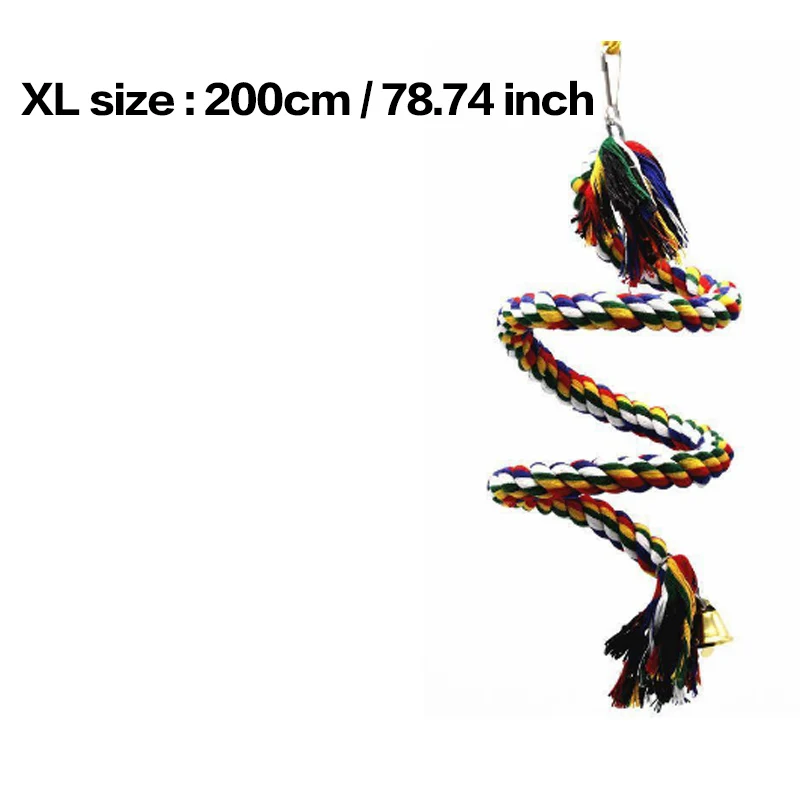 XL 2metre Игрушки для птичьего клюва, игрушки для попугая, хлопковые веревочные игрушки, эластичные для лазанья, для попугаев, прочные качели птицы, жгут, размер S, M, L, XL - Цвет: XL 2metre
