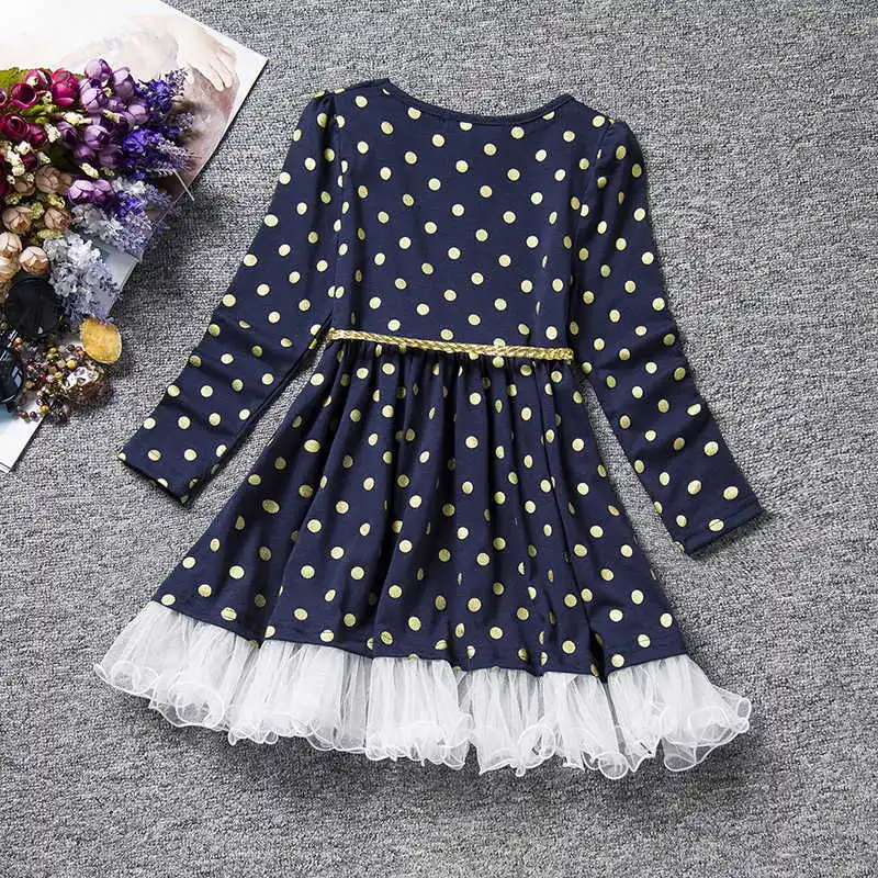 Осеннее платье для девочек новые зимние стильные брендовые Детские платья для девочек, повседневная одежда с длинными рукавами детское праздничное платье-пачка для школьниц - Цвет: Blue