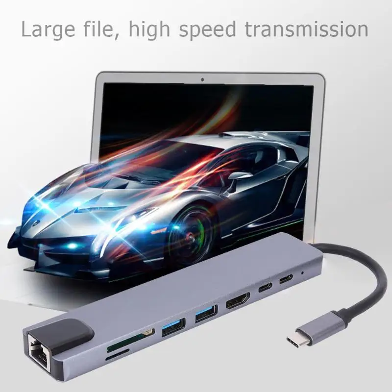 8/7/6/5/4 Порты USB TYPE-C концентратор Gigabit LAN док-станция USB C на HDMI RJ45 адаптер конвертер usb-хаб для компьютера Тетрадь