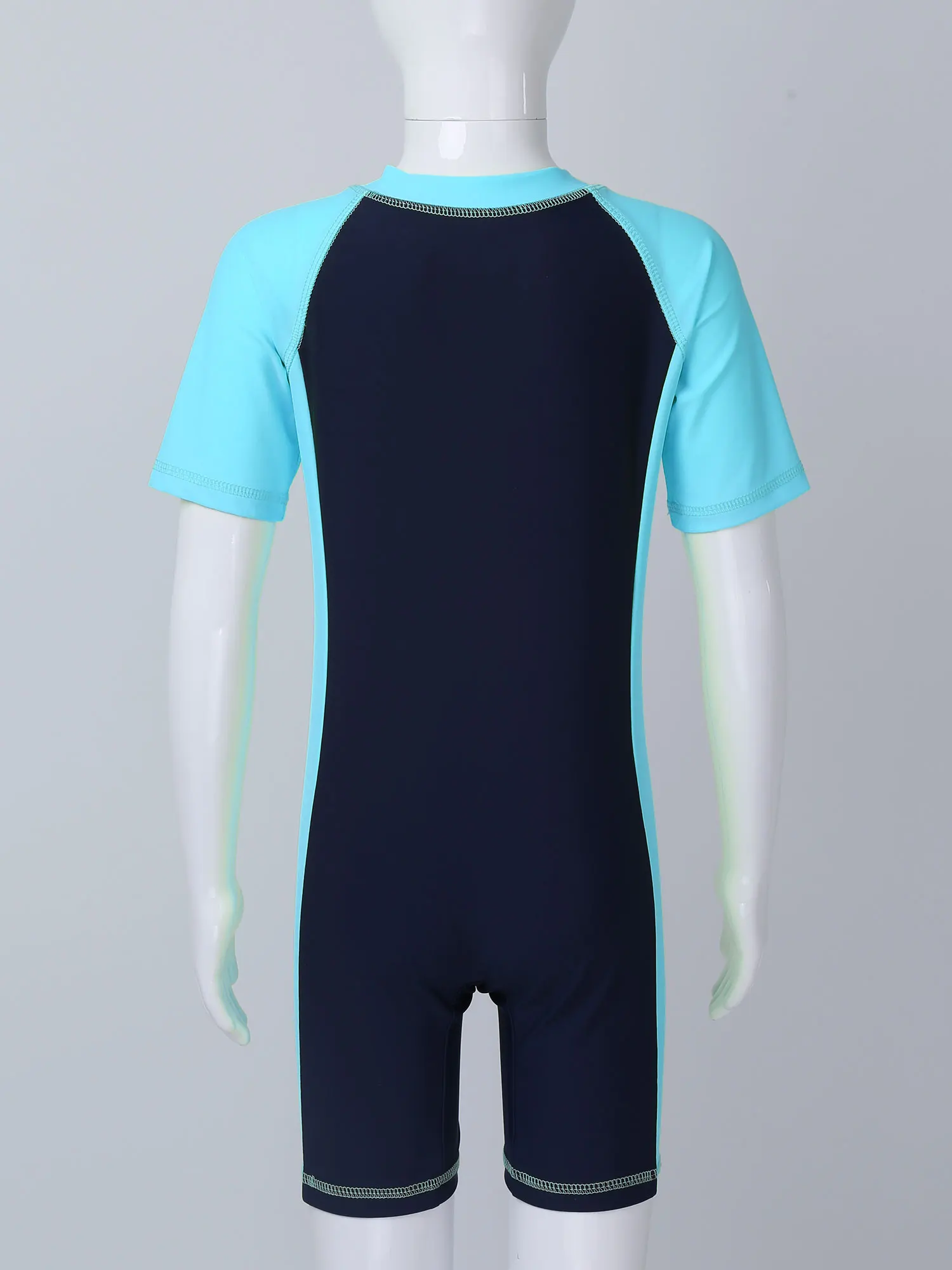 Kids Boys Girls One Piece Short Sleeve Swimsuit Surfing Wetsuit UV Sun Protection Rash Guard Bodysuit Swimwear Beachwear