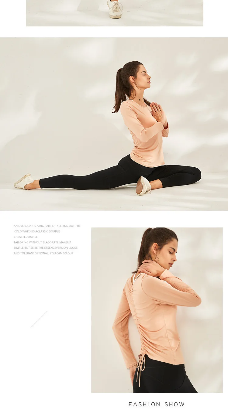 Drastring Back Yoga Top Ultra Soft Long Sleeve Workout Shirts Breathable Fitnss Gym Clothing Modal Sports Wear For Women Gym