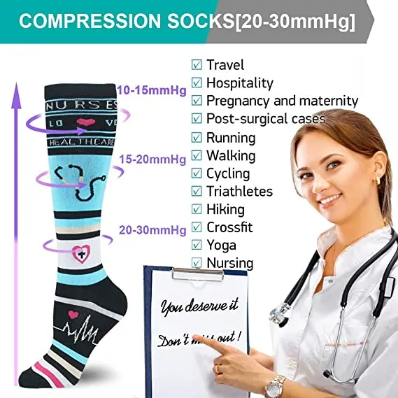 Compression Socks Running Socks 20-30 Mmhg Anti-slip Men Women Running Crossfit Golf Varicose Veins Football Cycling