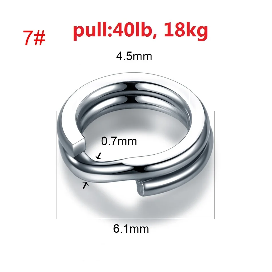 20/100Pcs Stainless Steel Fishing Split Rings Double Connector Swivel  5-181Kg 