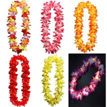 Толстый светодиодный Гавайский Лэй хула светильник цветок ожерелье из гирлянд вечерние костюм партия