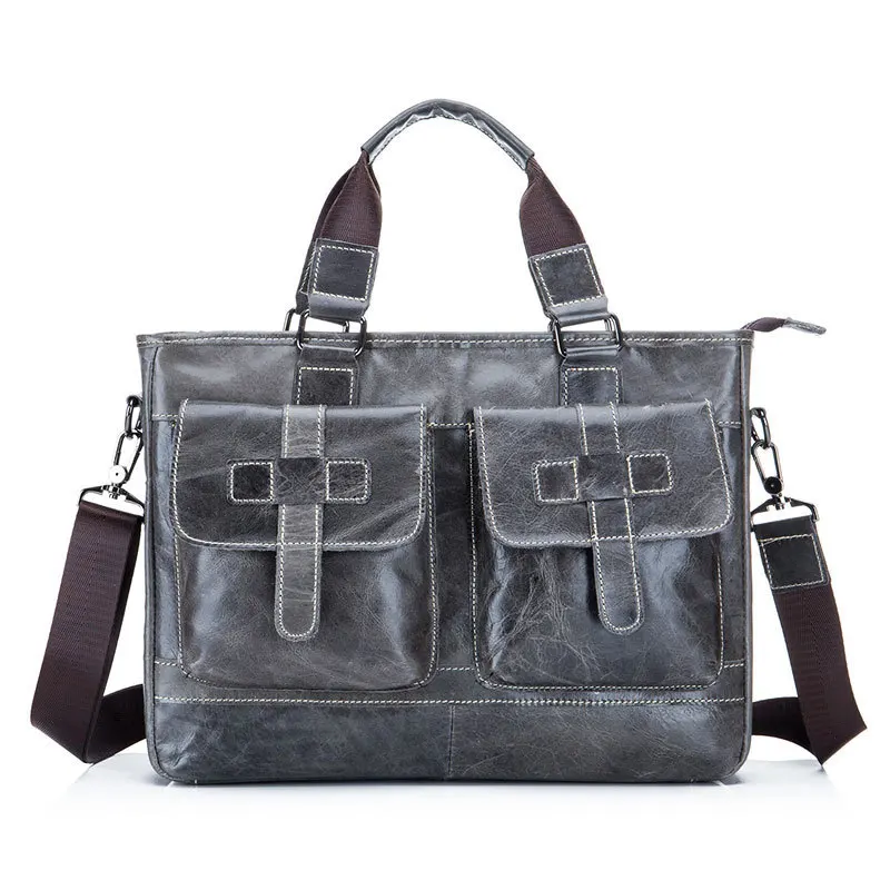

Men's Messenger 13/14 Inch Laptop Business Briefcase Genuine Leather Shoulder Luxury Handle Handbag Travel Bag for Men Crossbody
