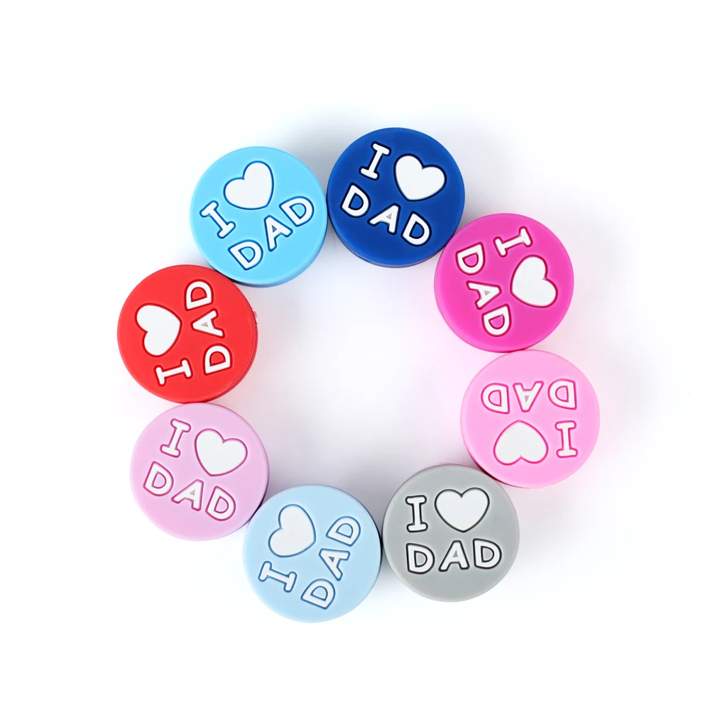 Keep& Grow 5 шт. круглые силиконовые бусы I Love Mom/Dad Детские бусины для прорезывания зубов DIY соски зажимы для прорезывания зубов игрушки грызун Детские Прорезыватели
