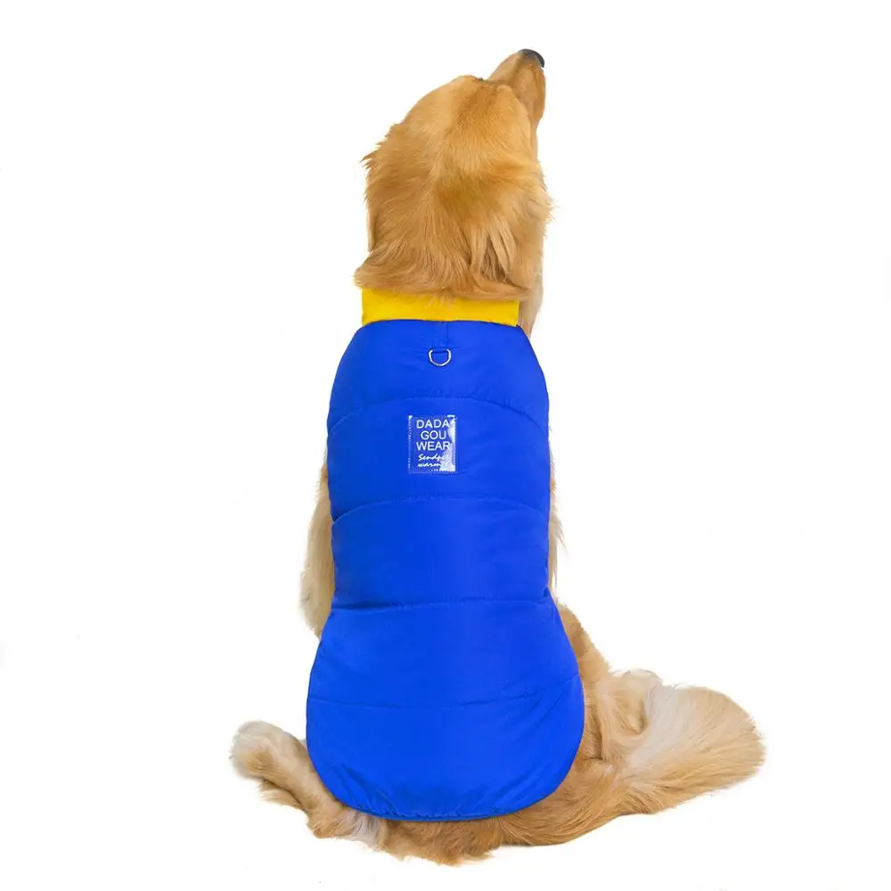 Waterproof Dog Clothes for Large Dogs Winter Warm Big Dog Jackets Padded Polyester Pet Coat Safety Reflective Dog Clothing - Цвет: blue