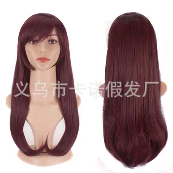 

High quality Overwatch D. Va DVA cosplay wigs Universal Red Brown Color Cos Wig