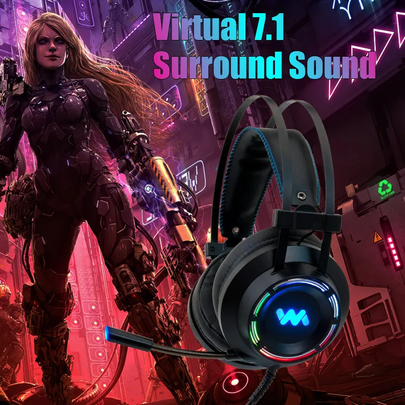 Headset com Microfone Fone de Ouvido com Fio Fone de Ouvido para pc Cosbary Gaming Surround Sound Game Gamer Computador Portátil Xbox Usb 7.1 - Image 6
