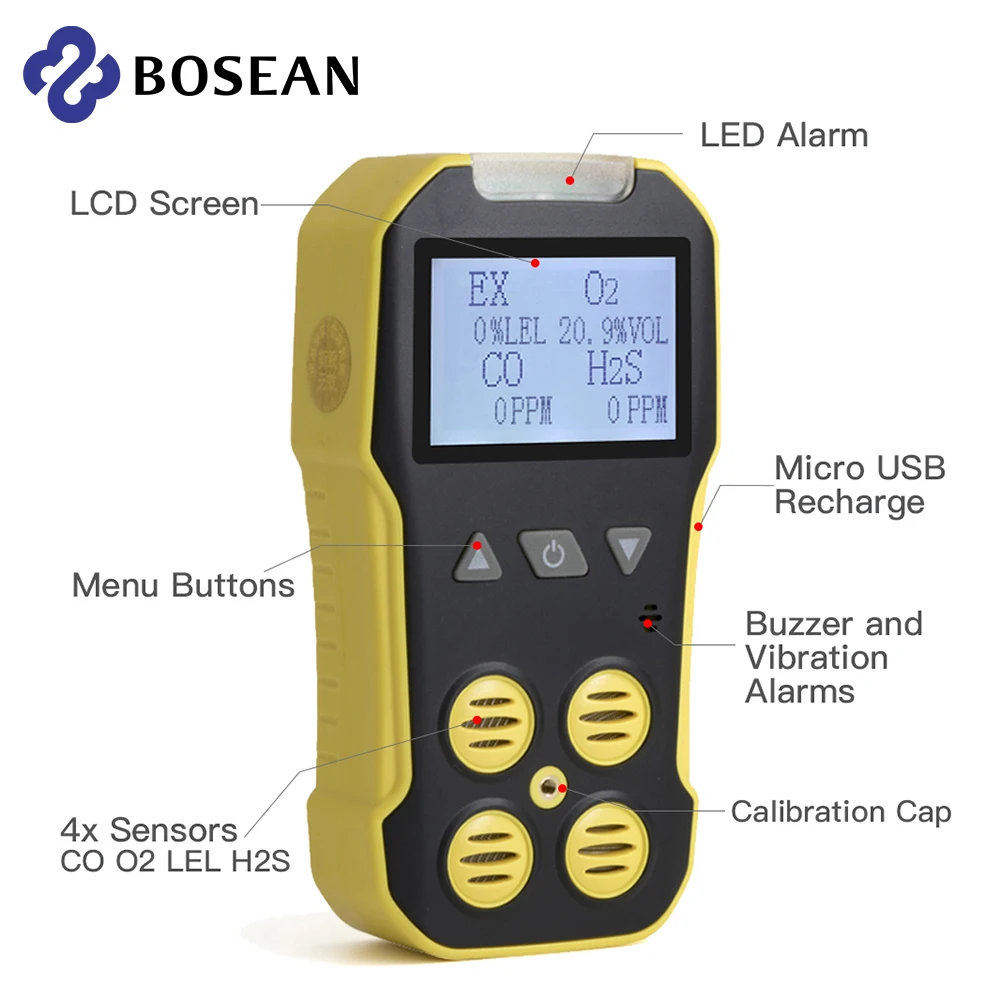 4 in 1 Gas Detector CO O2 H2S Oxygen LEL Gas Monitor Testing Analyzer Meter US 