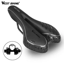 WEST BIKING PU leather Bicycle Saddle With Shockproof Rail Clamp Bike Seat Hollow None-Slip  Mountain Road Bicycle Saddle Seat