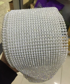 

(10 yard/lot) Fashion 24rows Sew On Crystal Rhinestone Mesh Trims Strass Plastic Base For Garments