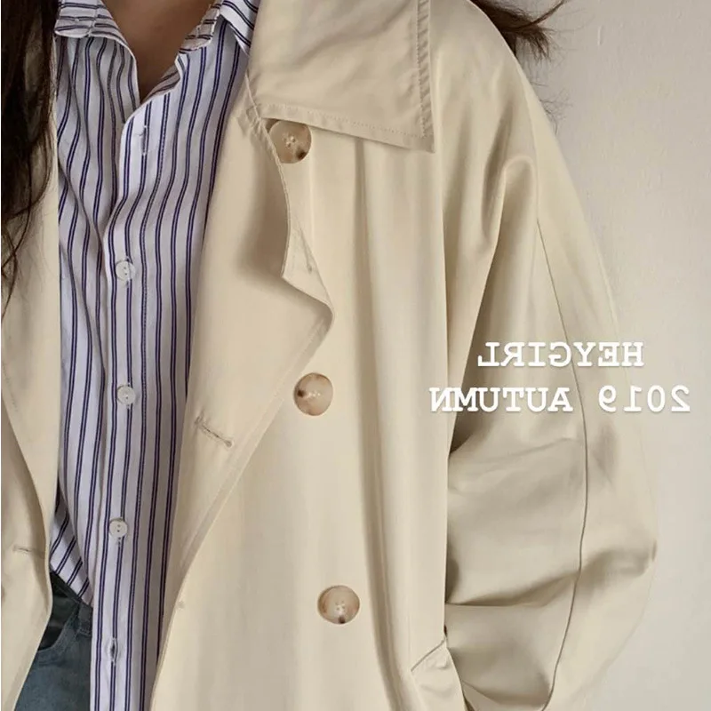 

Korean-style Loose-Fit Mid-length Thin Trench Coat Women's CHIC Long over-the-Knee Coat 2019 Autumn New Style WOMEN'S Dress