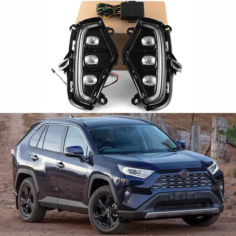 Светодиодный ные дневные ходовые огни противотуманные фары с поворотом для Toyota