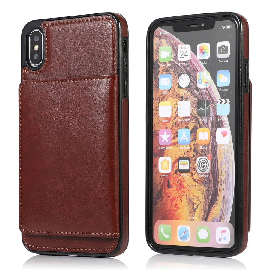Чехол для Iphone Xr Xs Max 7 8 6 6s X Plus 5 5S Se держатель для кредитных карт кошелек Роскошный кожаный ударопрочный защитный чехол