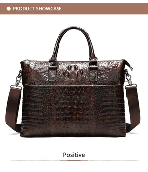 

New Design Men's Crocodile Pattern Leather Shoulder Bag Coffee Color Fashion Business Bag Durable Men's Leather Briefcase
