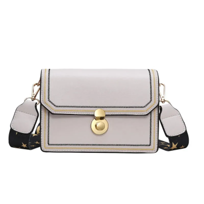 Bag for women new Korean style straddle bag outdoor travel chic wide band sewing fashion one shoulder small square bag