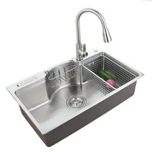 304 Stainless Steel Single Bowel Kitchen Sink Set 1.2mm Thickness Large Single Kitchen Sink Multifunctional Table Board 7848B-D